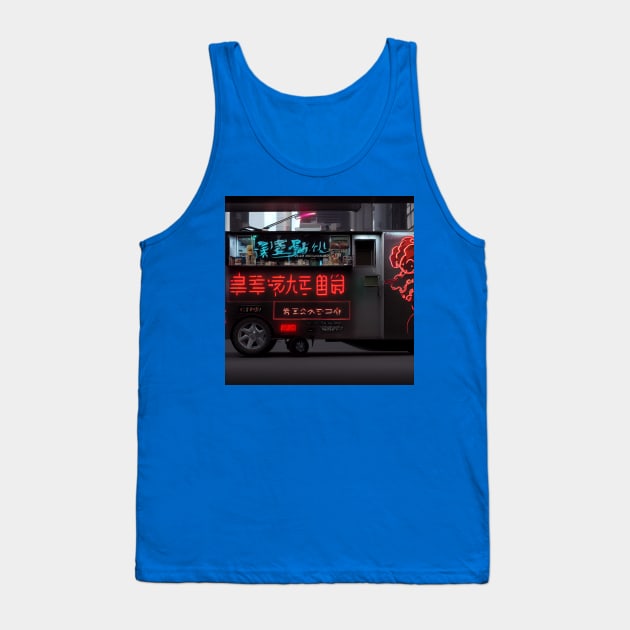 Cyberpunk Tokyo Ramen Food Truck Tank Top by Grassroots Green